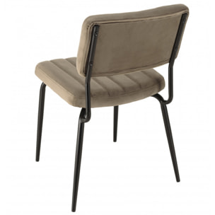 ALBANE - Chaise velours taupe pieds métal noir