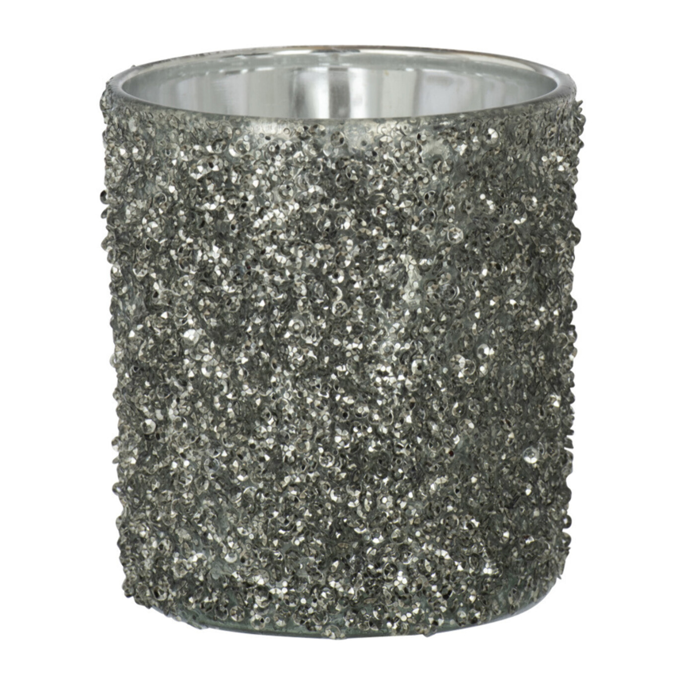 J-Line photophore Paillettes - verre - gris - medium - 2 pcs