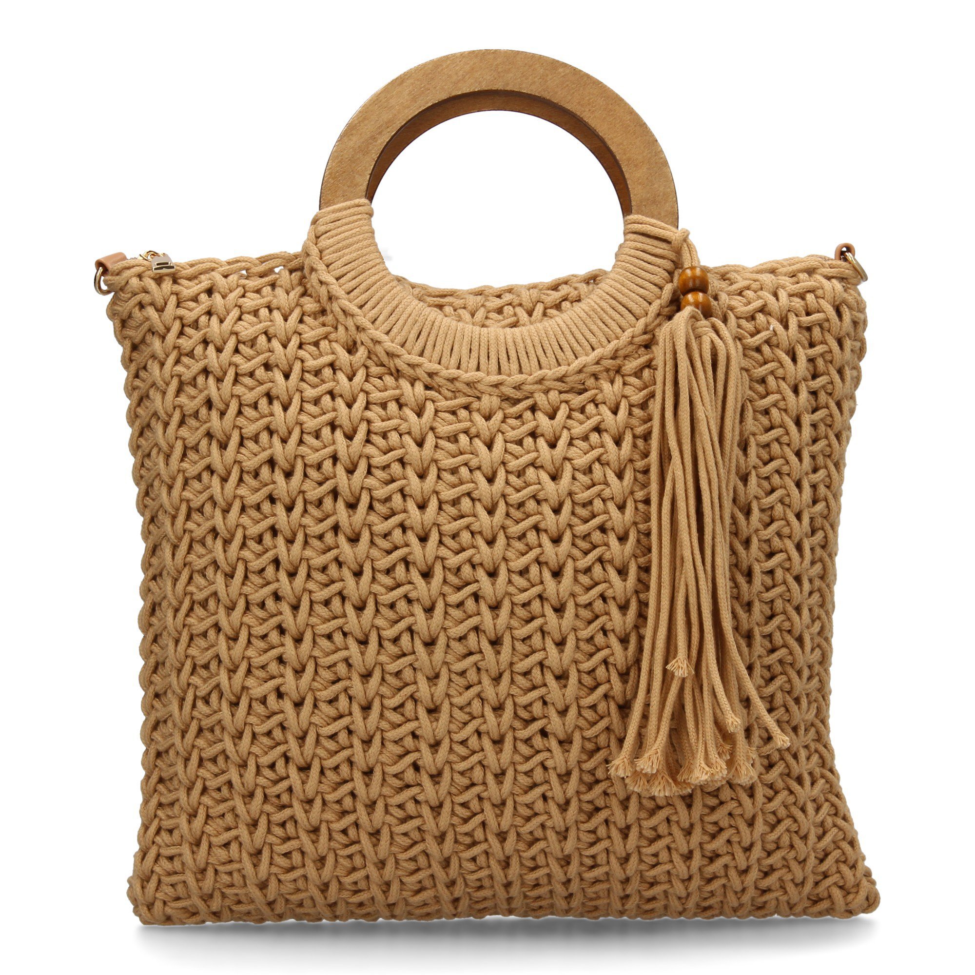 Bolso de hombro para mujer, diseño moderno con adorno de flecos