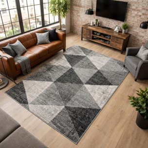 Tapis salon et chambre tissé motif géométrique FISE