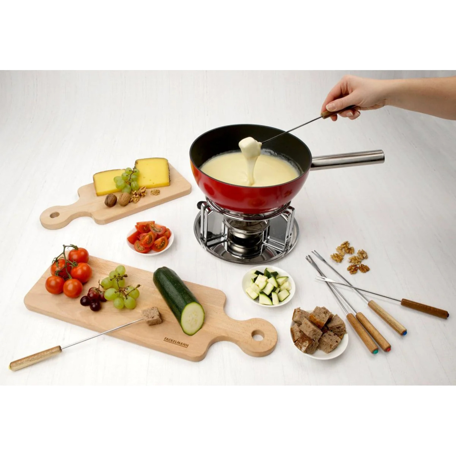 Lot de 6 fourchettes à fondue savoyarde en bois FSC Fackelmann Nature