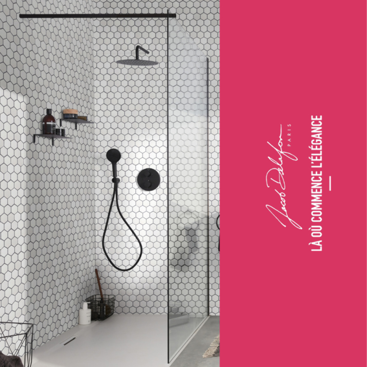 Paroi de douche fixe ou paroi latérale 200 x 80 Contra noir mat