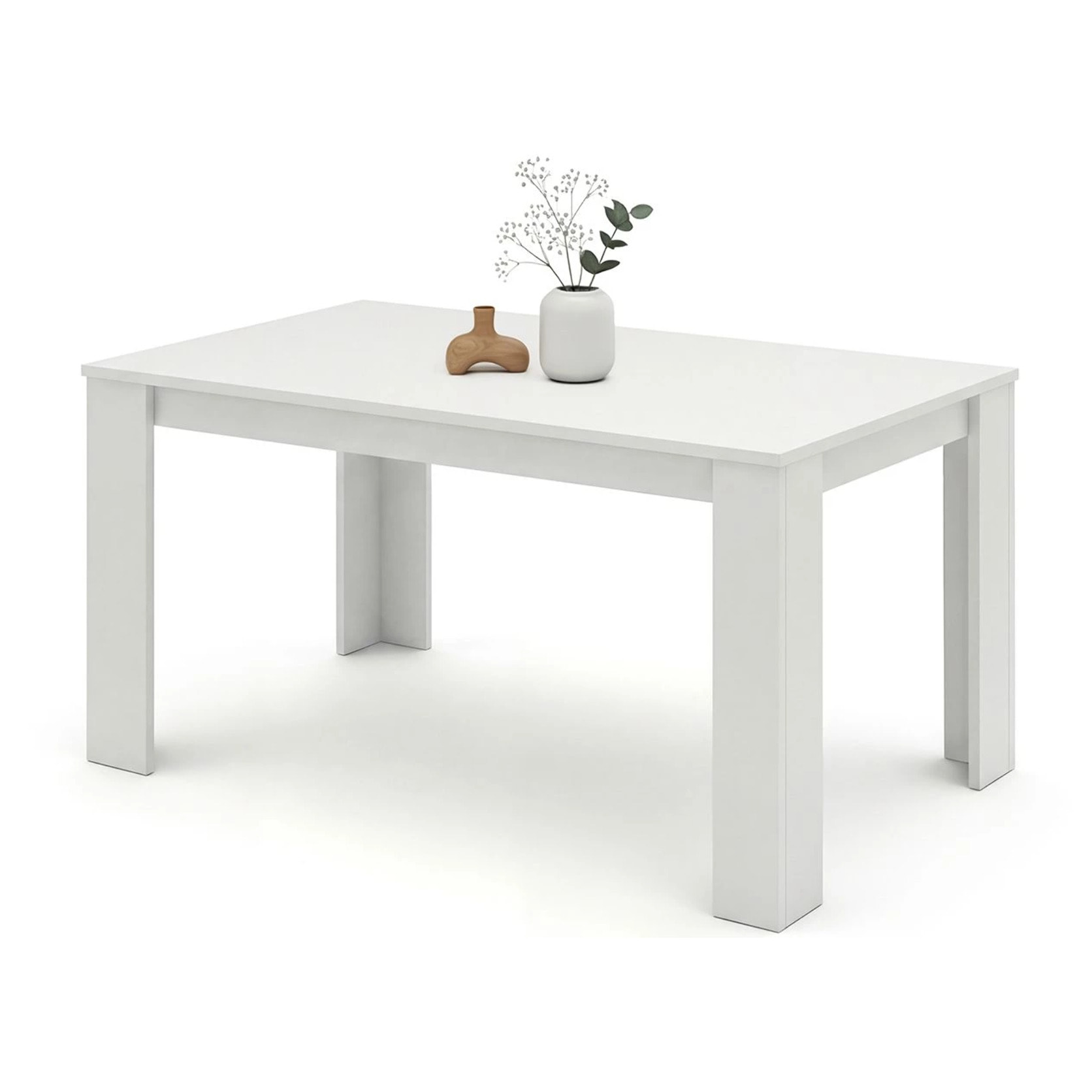 Mesa de comedor fija en blanco artik 140X80 cm Naya Blanco Artik (Blanco Mate)