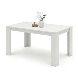 Mesa de comedor fija en blanco artik 140X80 cm Naya Blanco Artik (Blanco Mate)