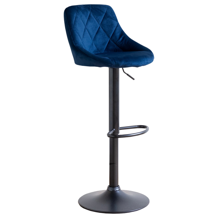 Tabouret de bar en velours bleu ROBIN