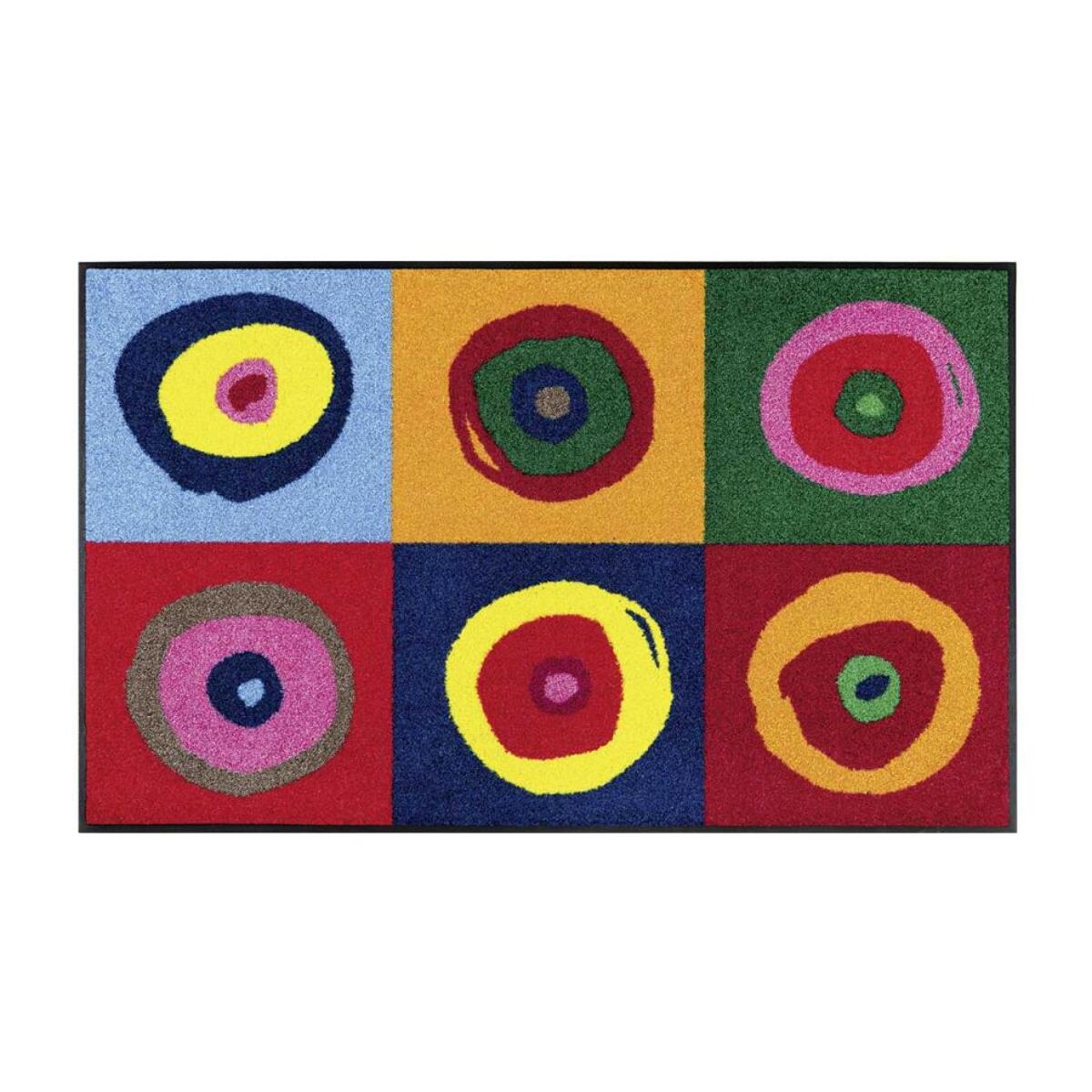 tapis entrée 50x75 tissé multicolore rectangle motif rond SERGETE