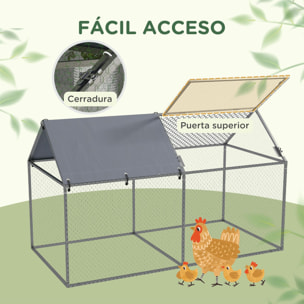 Jaula para Animales Pequeños Parque para Mascotas de Acero con 1 Puerta Superior y 1 Tela Superior de Anti-UV para Exterior Jardín 198x100x120 cm Plata