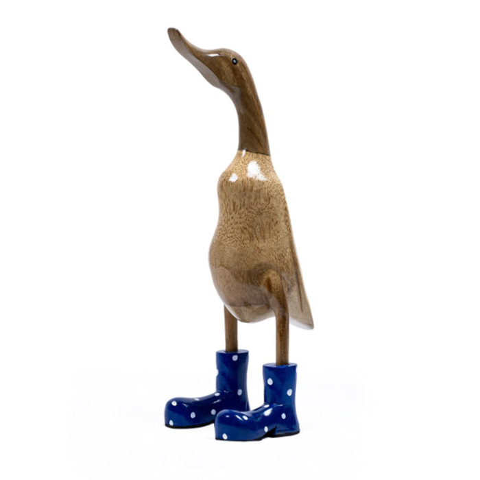 Statue H. 40 cm canard bottes bleues en bois de teck - DUCK