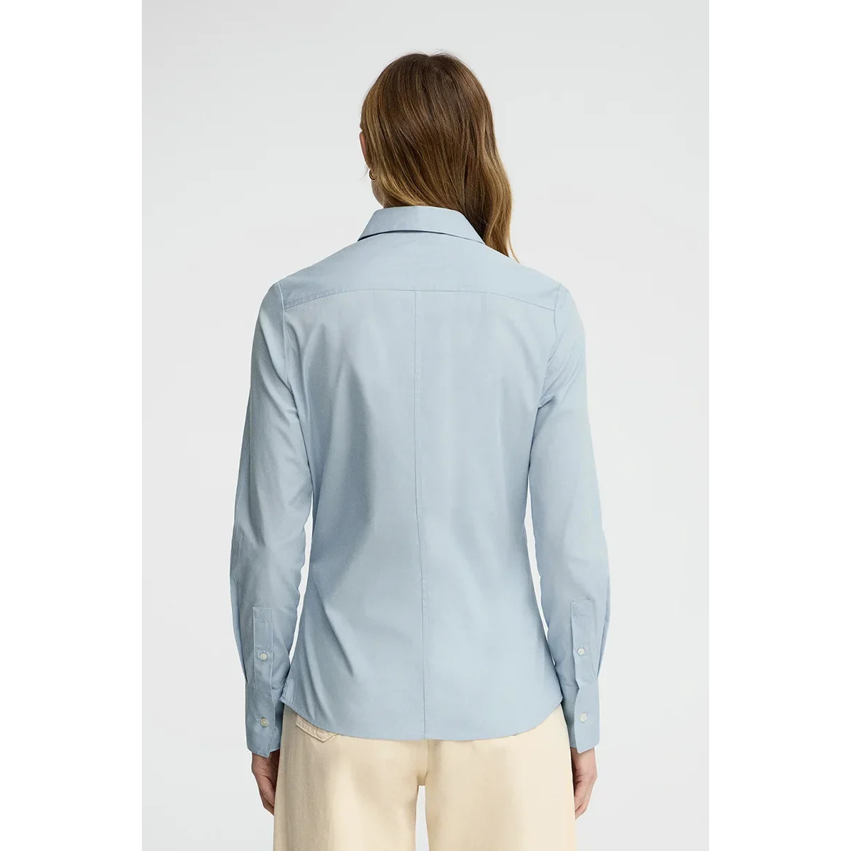 Camisa de popelín azul claro con corte slim y bordado Rigby Go