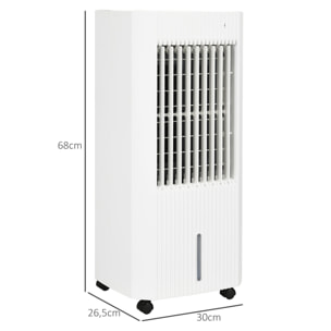 Refroidisseur d'air oscillant ventilateur humidificateur 3 en 1 - timer 15h, 3 modes, 3 vitesses, réservoir 5L, télécommande - blanc