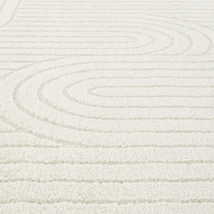 Tapis salon, motif géométrique en relief, poil ras, RAFI