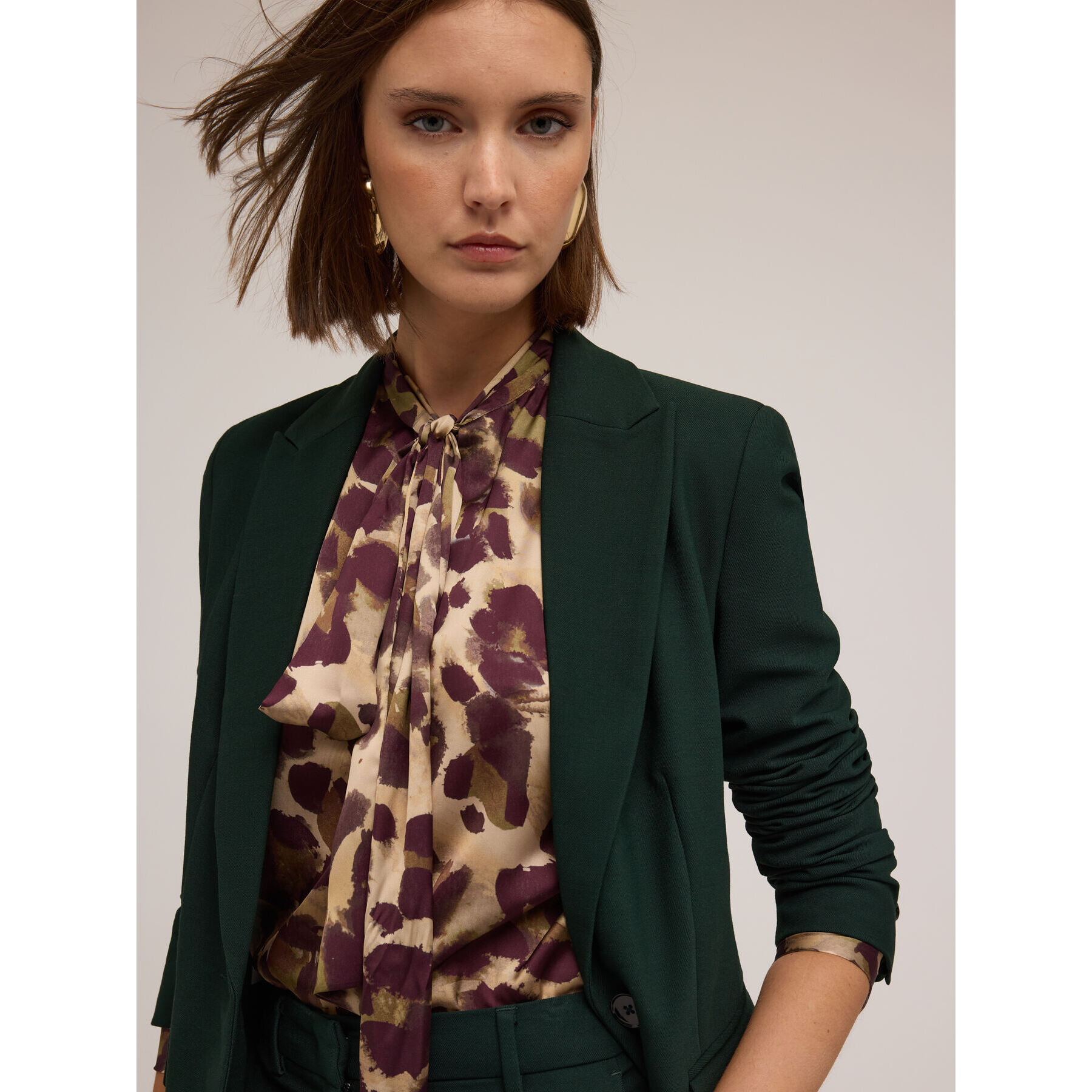 Motivi - Blazer cruzado simple de mezcla de viscosa - Verde