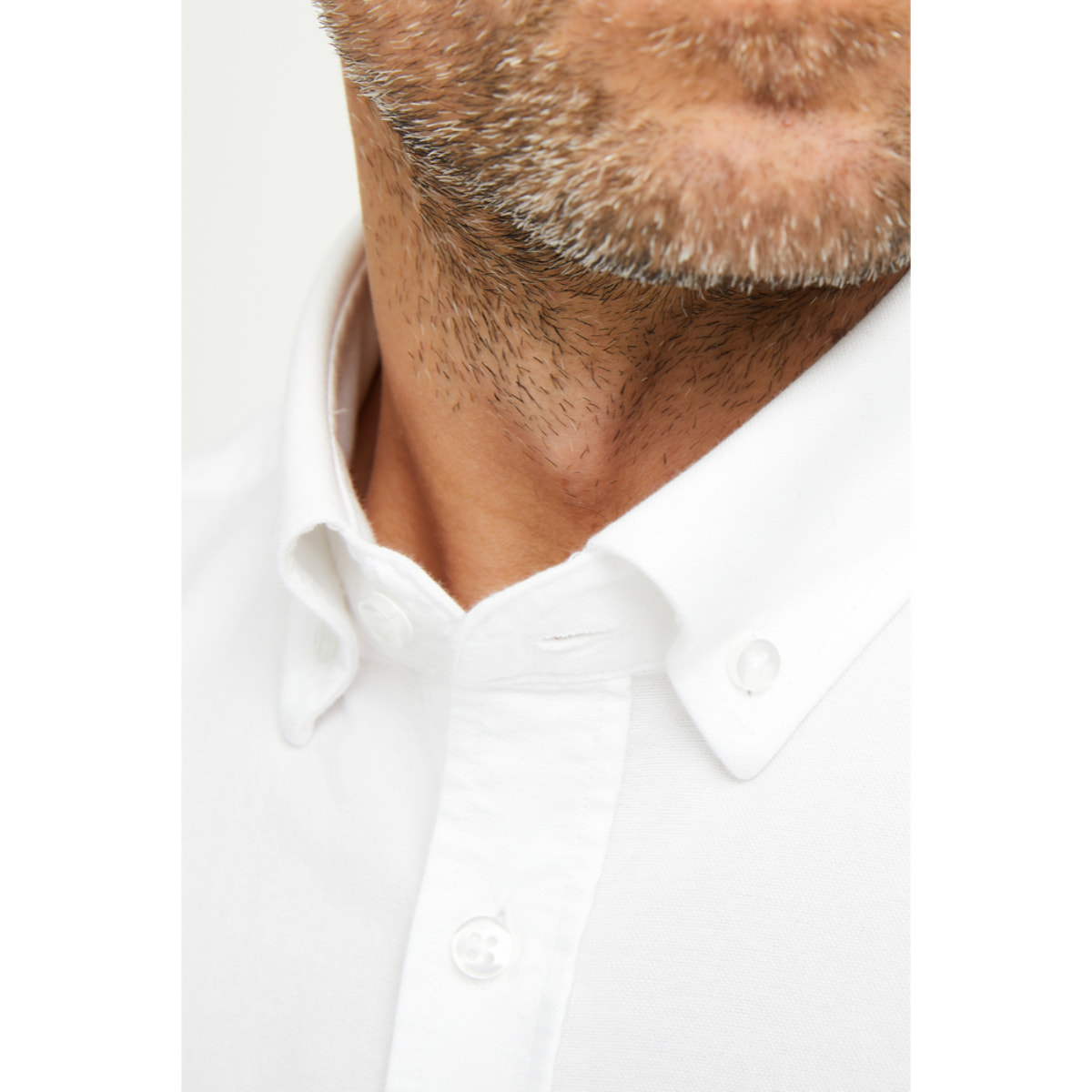 Camicia Uomo 1 Bottone Button Down Slim Oxford Lavato Unito Bianco