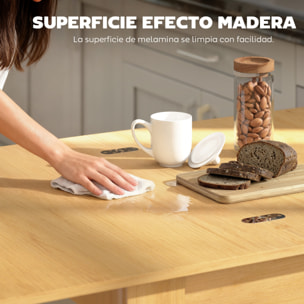 Mesa de Comedor Extensible, 70-140x80 cm, Mesa de Cocina Extensible, para 4-6 Personas, con Tirador de PU y Almohadillas de Fieltro, para Espacios Pequeños, Salón, Madera Natural