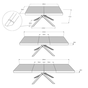 Mesa extensible 90x160/264 cm Karida Premium nogal patas antracita