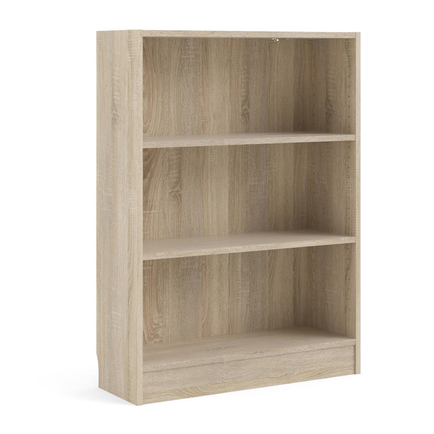 Libreria a tre vani, colore rovere, cm 79 x 107 x 26