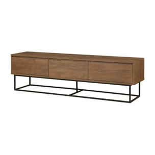 Mobile porta TV Dlapadul, Credenza da soggiorno, Armadio basso per TV, Base parete attrezzata, 180x40h50 cm, Noce e Nero