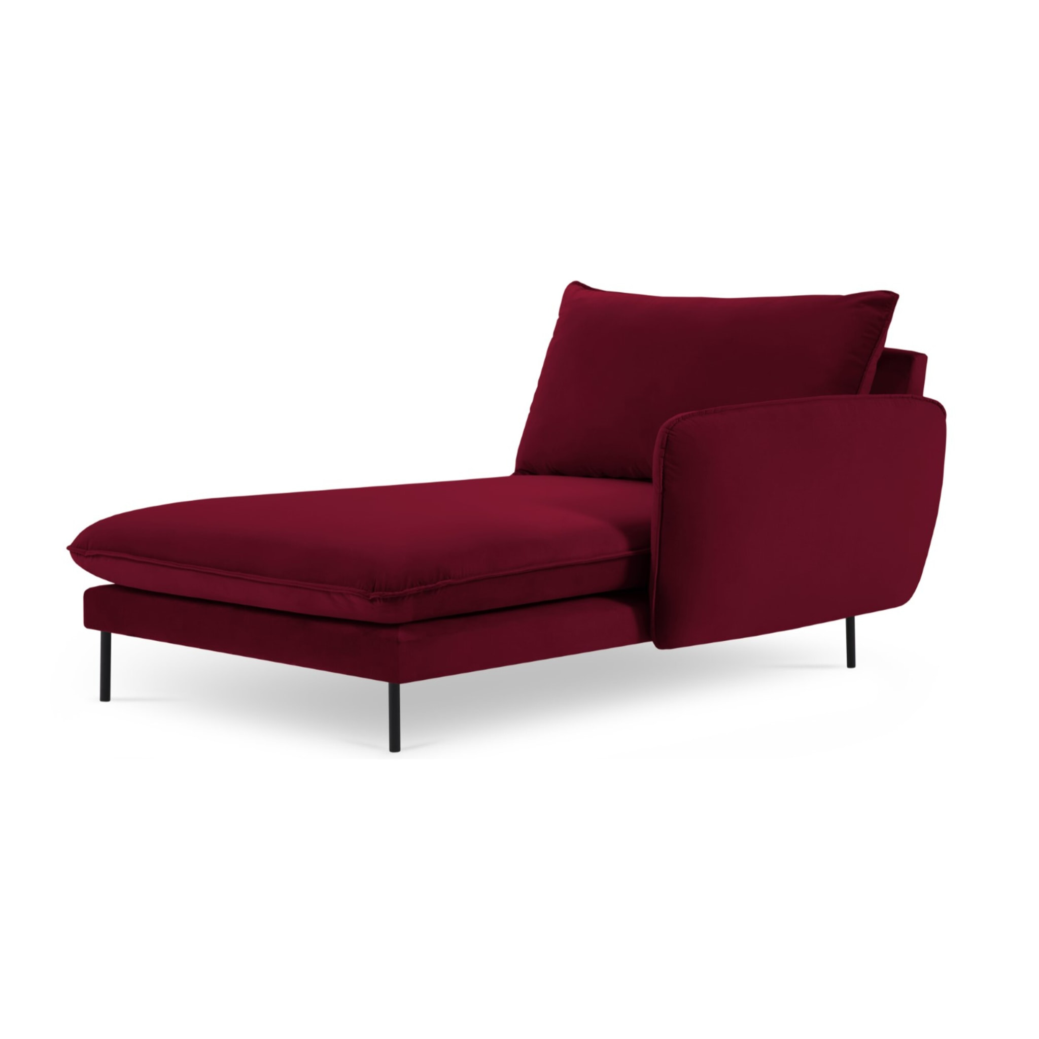 Méridienne droite "Vienna" en velours rouge