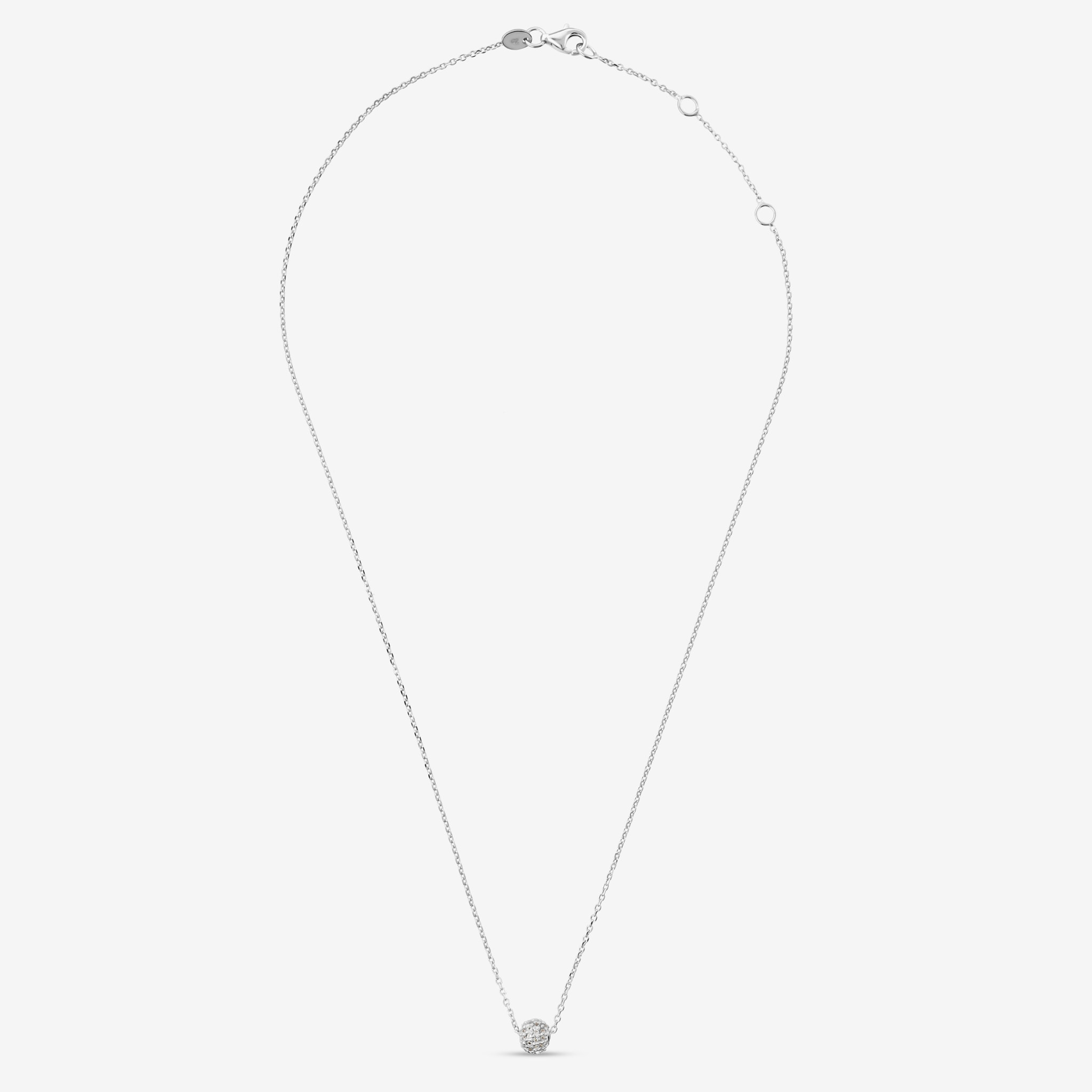 Collana in Argento 925 con Pendente Sferico in Pavé di Cubic Zirconia