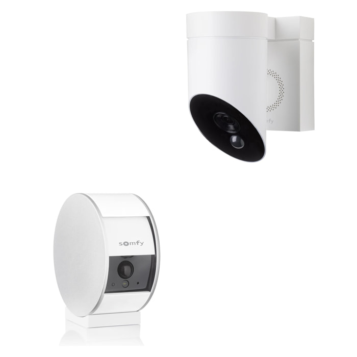 1 caméra intérieure Somfy Indoor Camera et 1 extérieure Somfy Outdoor Camera blanche - Somfy Protect