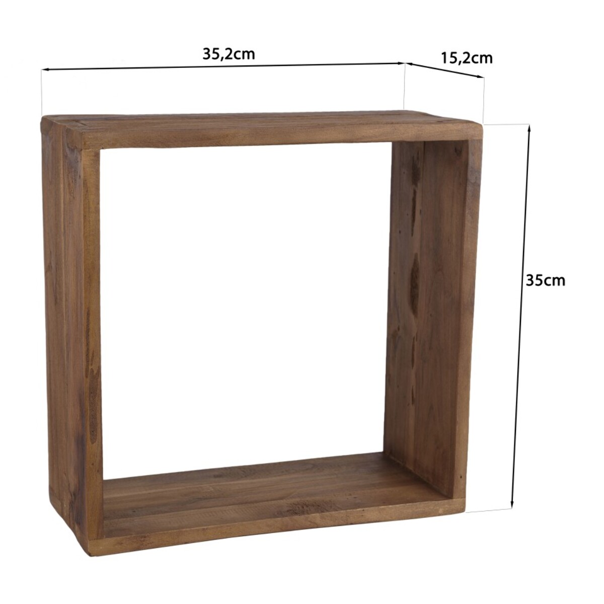 SIXTINE - Étagère murale marron carrée 35x35cm 1 niche bois teck recyclé