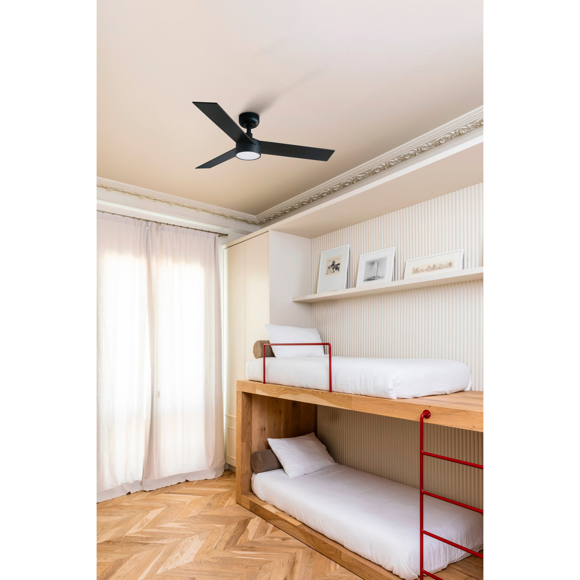 RUDDER S LED Ventilatore a soffitto nero/noce