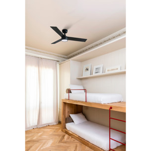 RUDDER S LED Ventilatore a soffitto nero/noce