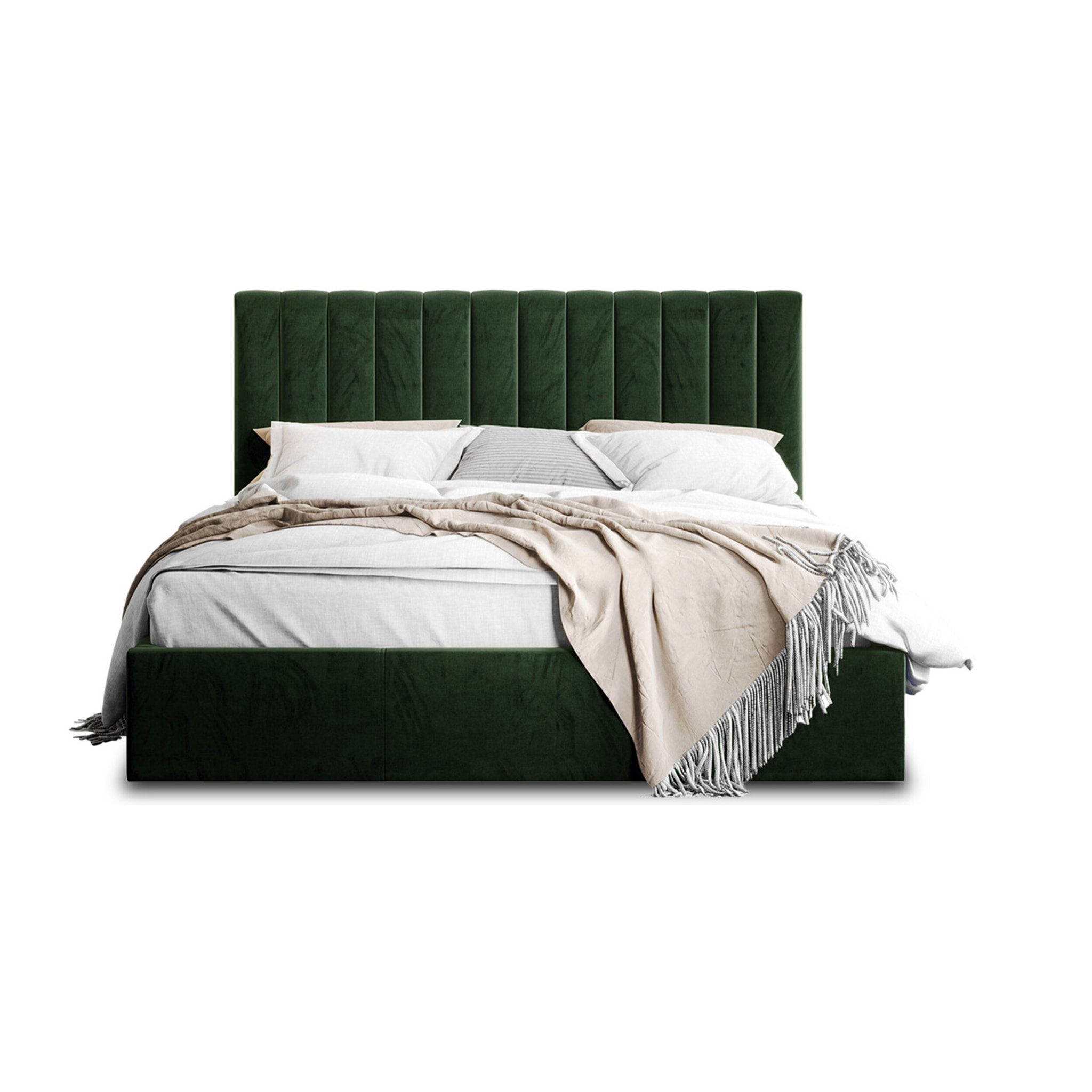 Rosario - lit coffre - 140x200 - sommier inclus - en velours - Vert