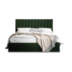 Rosario - lit coffre - 140x200 - sommier inclus - en velours - Vert