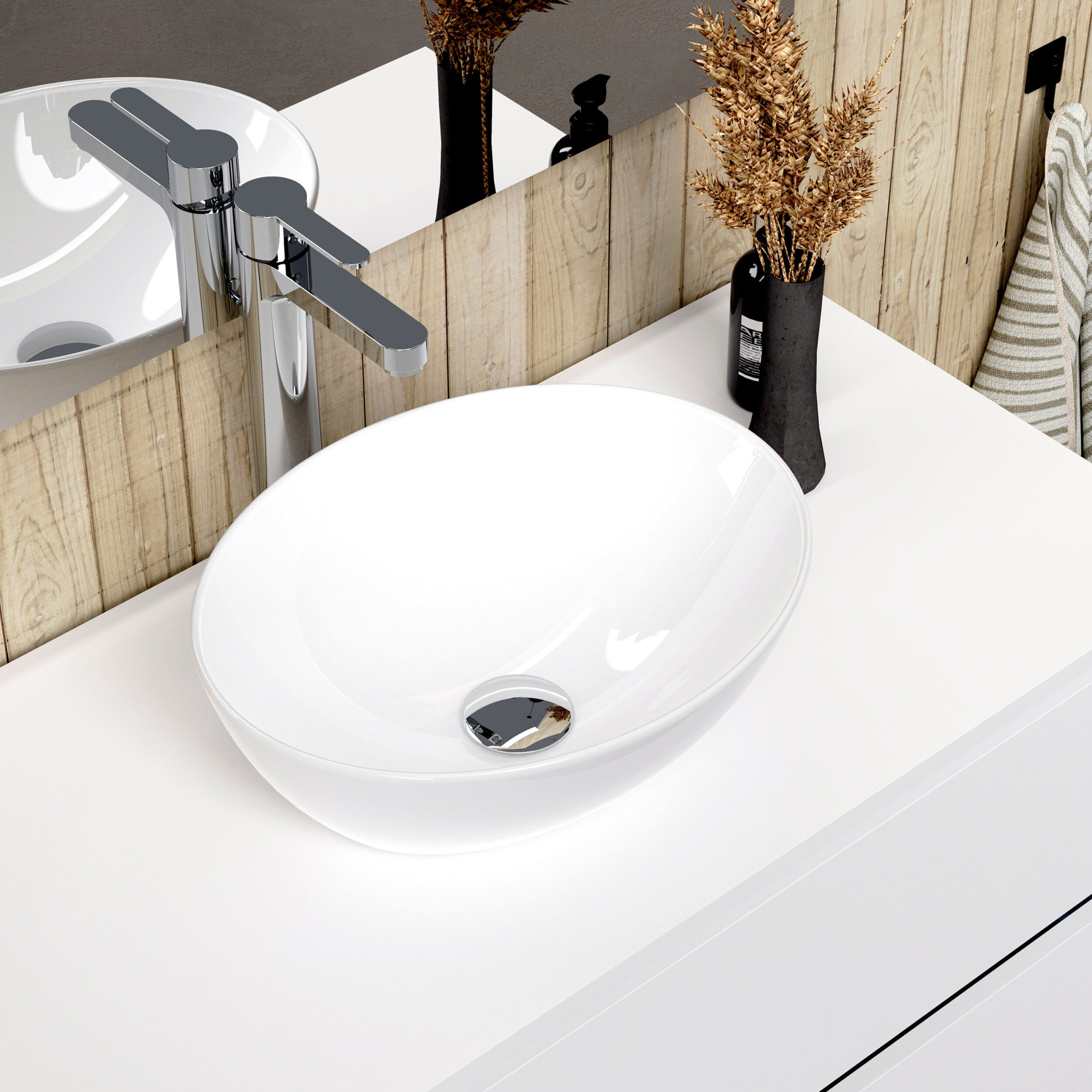 Ensemble de salle de bains LILY SE, Alday, 80 cm, Blanc Mat.