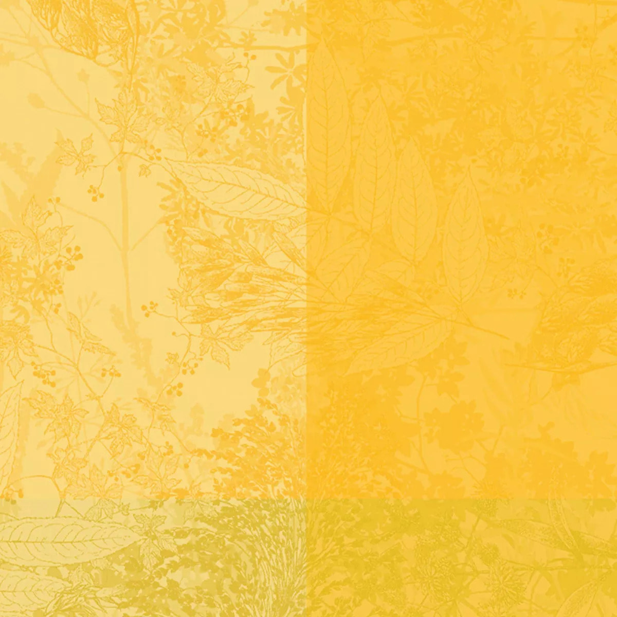 Serviette pur coton motif jacquard jaune Mille esprit jardin solaire