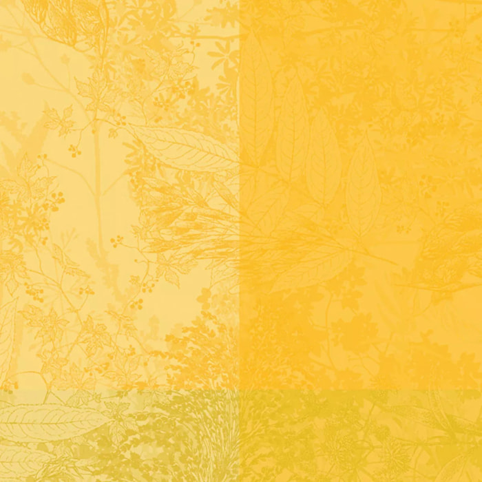 Serviette pur coton motif jacquard jaune Mille esprit jardin solaire