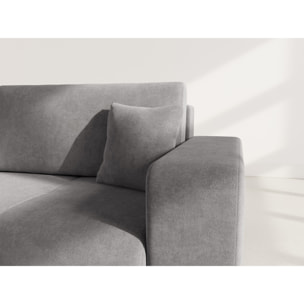 Nicole - Canapé droit 4 places convertible avec coffre en tissu - Gris