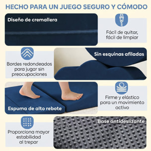 Juego de 7 Bloques de Espuma para Niños, Bloques de Psicomotricidad Infantil con Base Antideslizante, Montessori, Set de Escalada Suave Interior para Escalar y Gatear, 6 Meses-3 Años, Azul