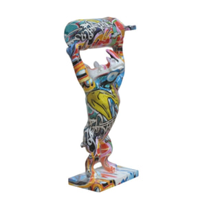 Statuette rhinocéros avec bonbonne résine multicolore H32cm - POPART