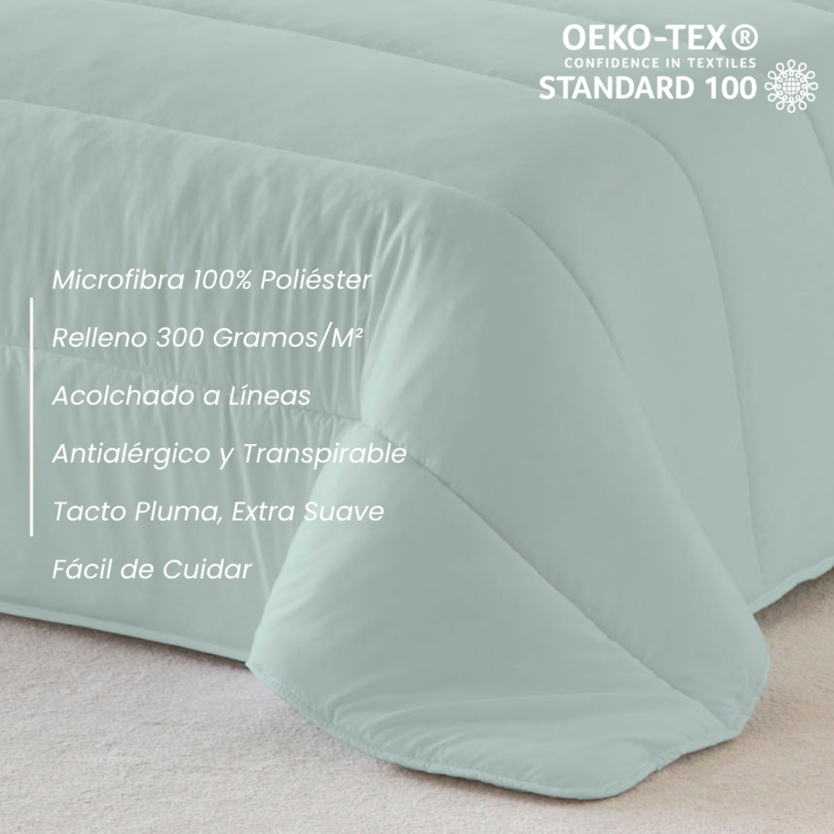 Edredón Bicolor - 300 Gr - 100% Microfibra Poliéster - L.702 Verde/L.198 Piedra