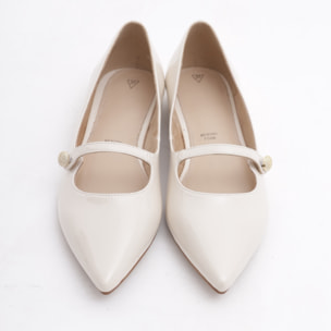 DECOLLETE' FLAT CINTURINO PANNA