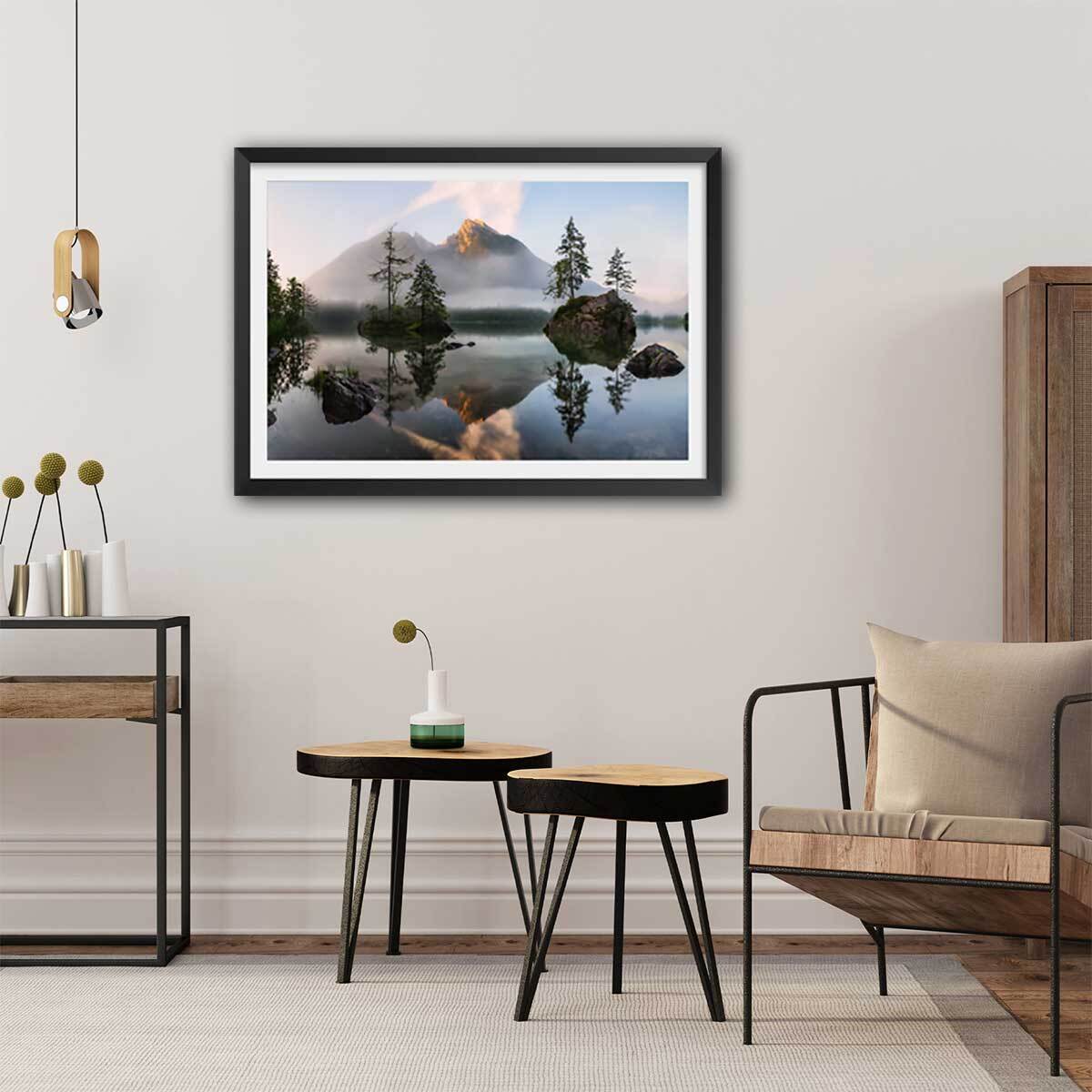 Affiche nature's awakening Affiche + cadre en bois - Noir