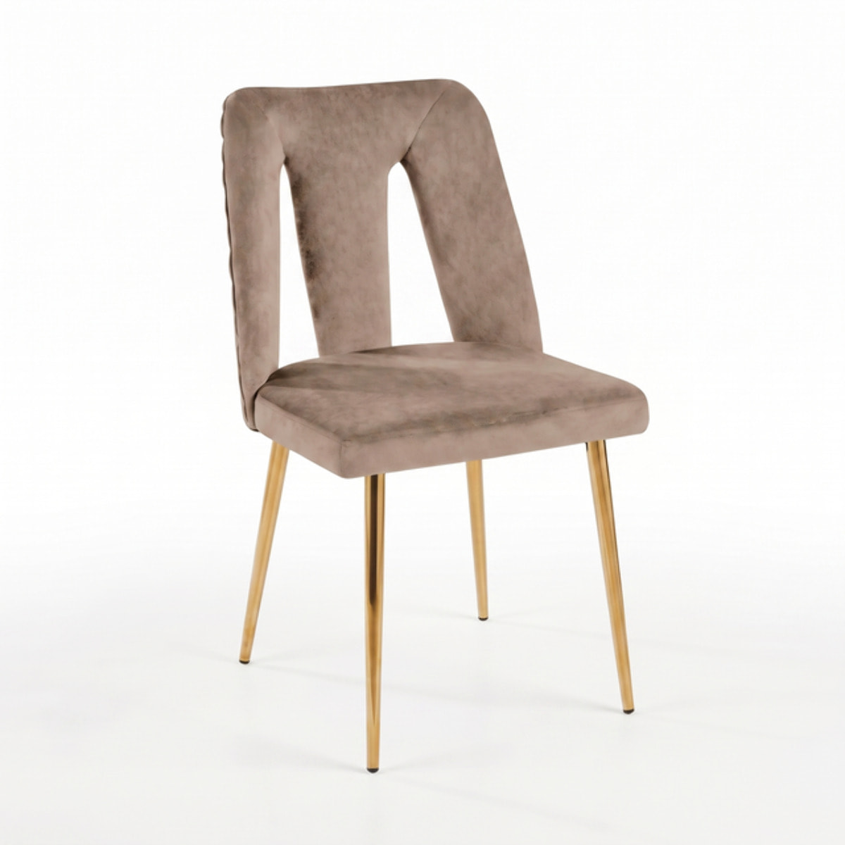Sedia Imbottita in Effetto Velluto con Schienale Aperto e Gambe Oro, Design Moderno ed Elegante per Sala da Pranzo, Cucina, Soggiorno, Studio e Ufficio