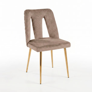 Sedia Imbottita in Effetto Velluto con Schienale Aperto e Gambe Oro, Design Moderno ed Elegante per Sala da Pranzo, Cucina, Soggiorno, Studio e Ufficio
