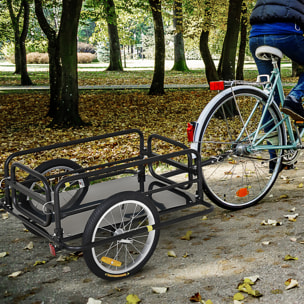 Remorque vélo remorque de transport pour vélo pliable 70L 139L x 71,5l x 49H cm barre d'attelage universelle acier noir