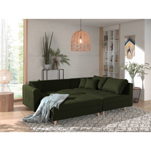 Rune - canapé d'angle - avec pouf d'appoint - 4 places - style scandinave - droit - Vert