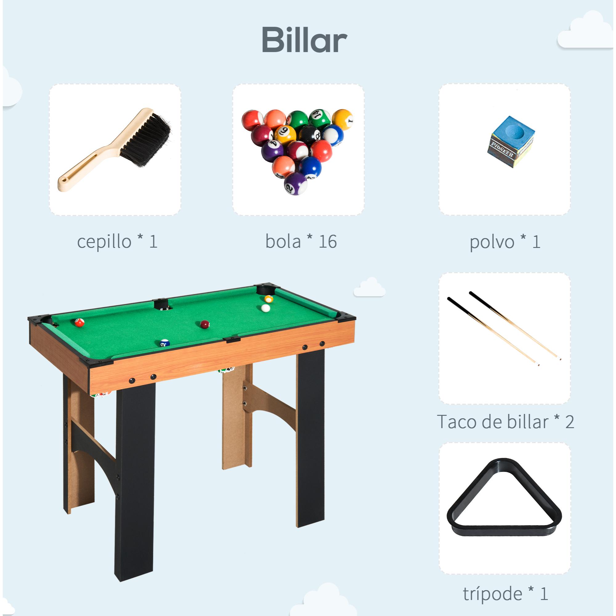 Mesa Multijuegos 4 en 1 Mesa de Juego para Niños +6 Años Futbolines para Niños Mesa de Billar Mesa de Ping-pong 87x43x73 cm Natural y Negro