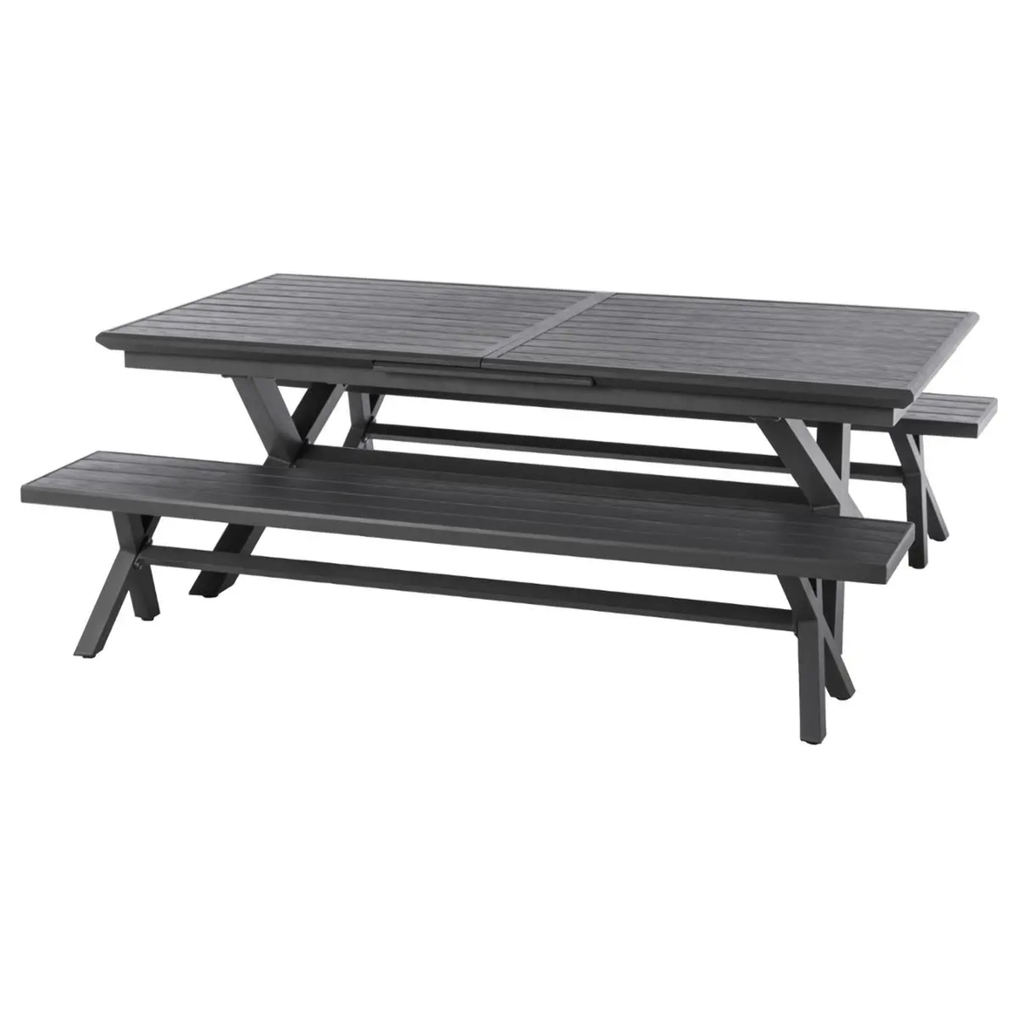 Table de jardin extensible "Axiome" ardoise granitée 10 places en aluminium traité époxy