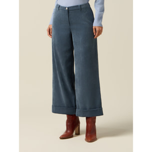 Oltre - Pantalones cropped de terciopelo - Light - blue