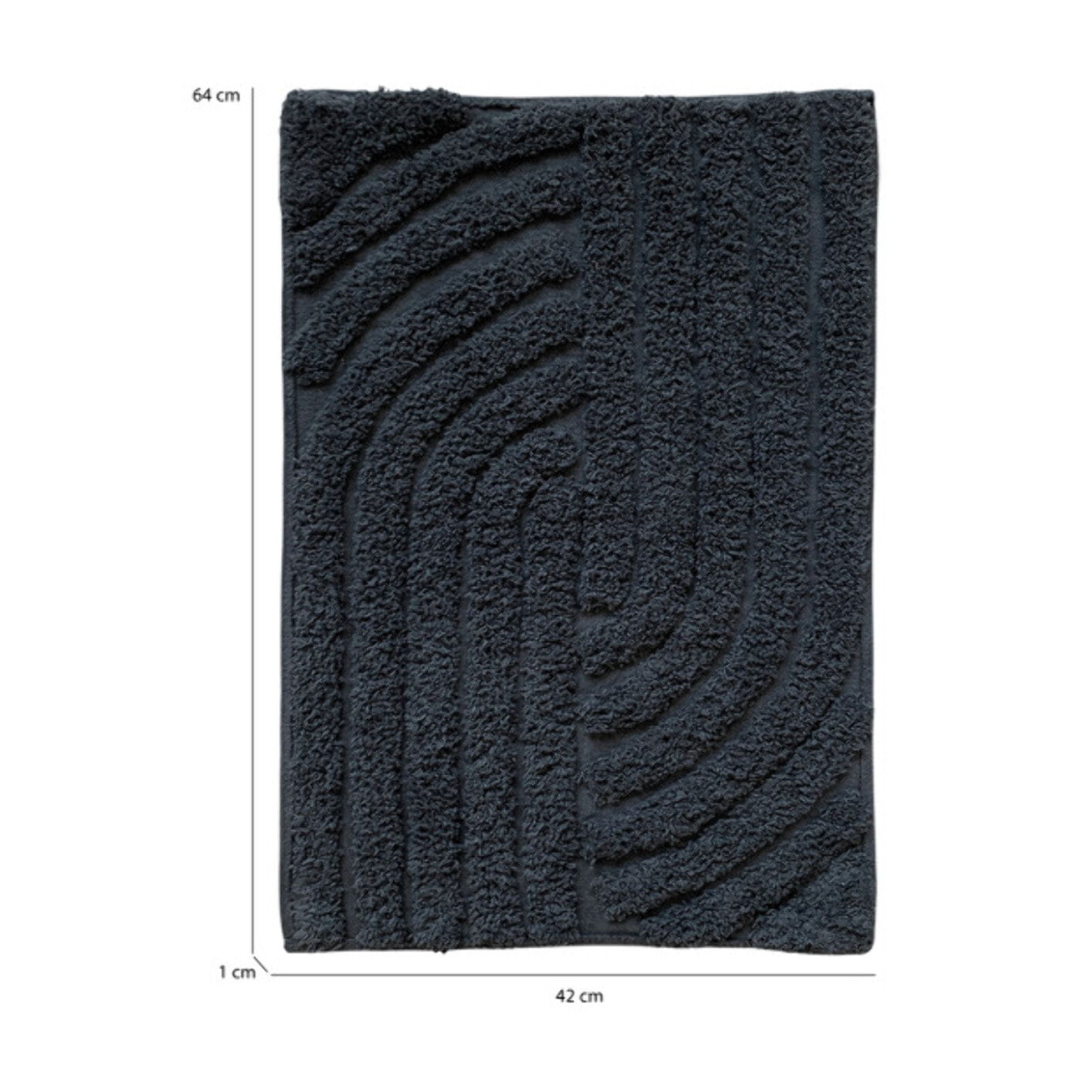 Tapis de salle de bain rectangulaire 40 x 60 cm en coton avec motifs en relief - COURBES