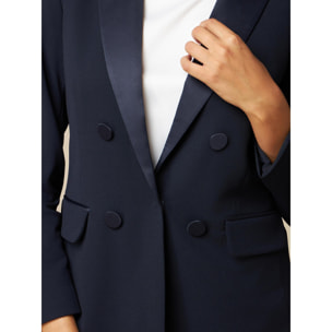 Oltre - Blazer con detalles de raso - Azul