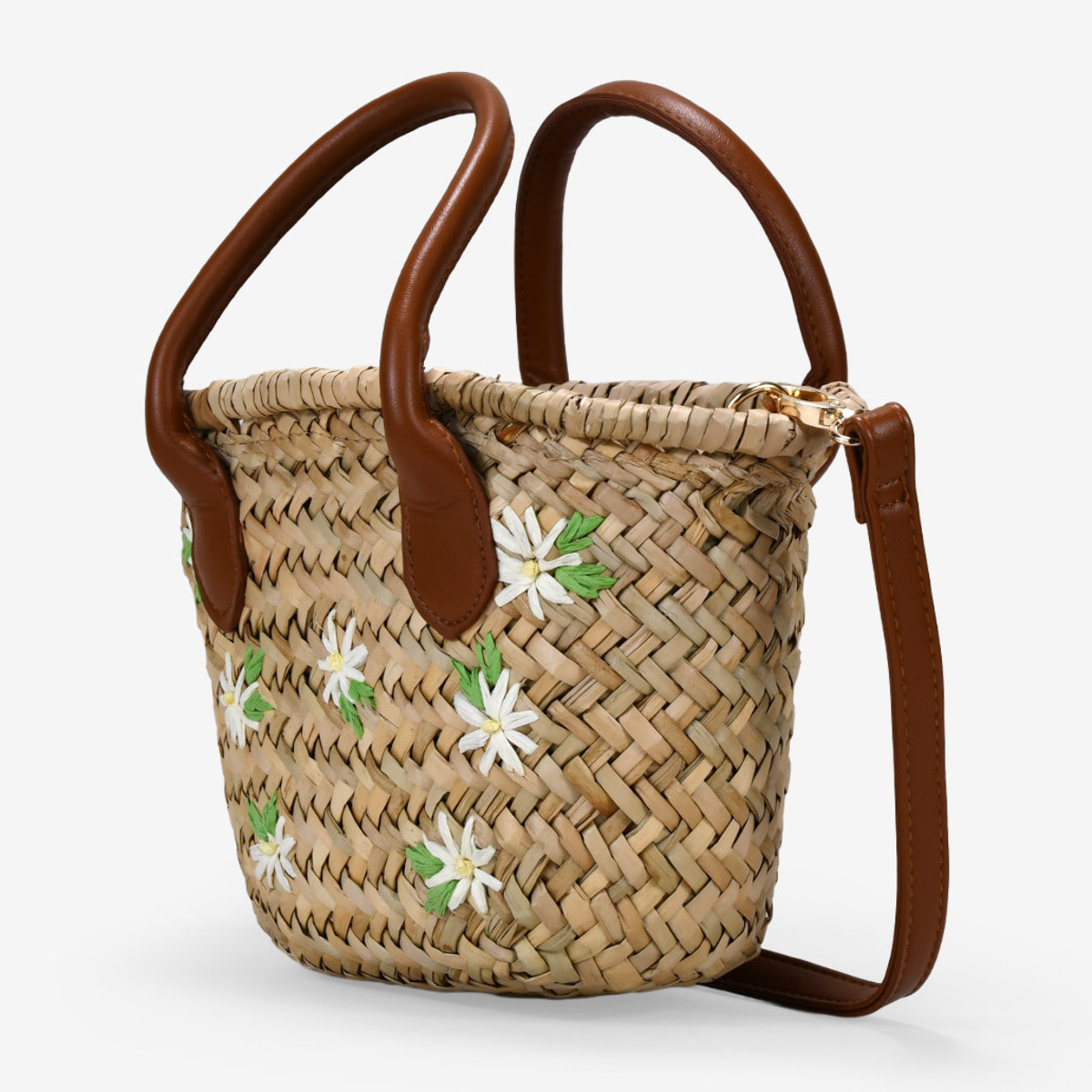 Capazo pequeño doble asa con flores