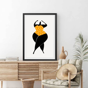 Poster silhouette estivale Affiche + cadre en bois - Noir