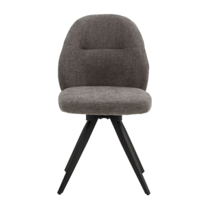 Set di 2 sedie girevoli ZENNENDAL in tessuto grigio e gambe in metallo nero